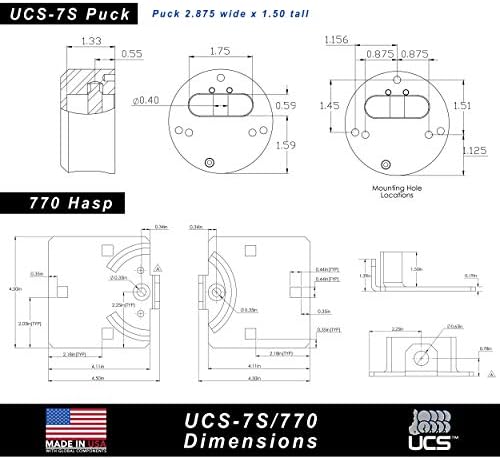 PACLOCK's UCS-7S/770 Hasp and Puck Combo Kit, Stainless Steel Body, Grey Hasp, High Performance 6-Pin Cylinder, One Lock Keyed to a Number U-Pick! w/ 2 Keys, No Backplates