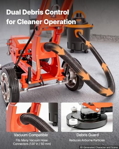 VEVOR Electric Concrete Grinder, 1400W 3600 RPM, Walk Behind Floor Polisher