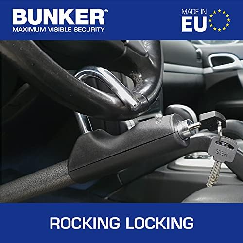 Bunker BB83/B High-end Steering Wheel Brake Pedal Lock, Up to 80cm, Easier and More Precise Adjustment, Heavy Dutty Universal Clutch Anti Theft Bar Lock Device for Car Truck Van, Motorhomes Camper