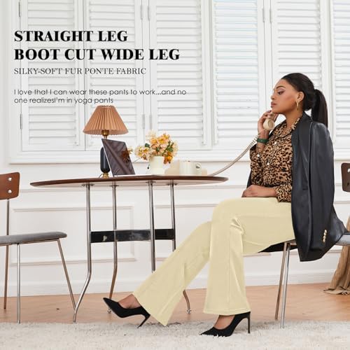 DGD Wrinkle-Free Stretch Dress Pants Plus Size for Women Pull-on Pant Ease into Comfort Office Pant