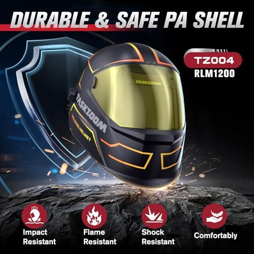 Auto Darkening Welding Helmet True Color 1/1/1/1,Large View 3.94"x3.23",Welding Hood with 4 Arc Sensors,Blue Light + UV/IR Blocking,Wide Shade 4/5-9/9-13 for TIG MIG ARC Welding,Cut and Grind