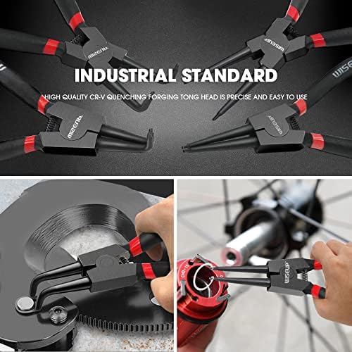 WISEUP 4PCS Snap Ring Pliers Set With 225pcs Retaining Ring Set