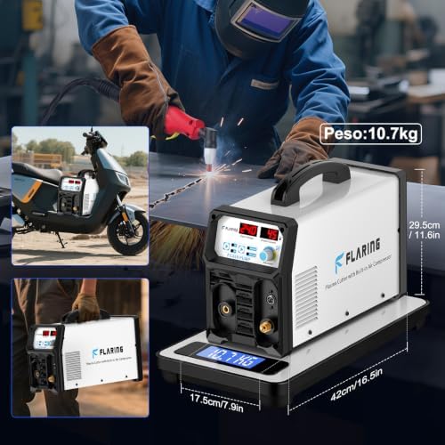 FLARING 240V Plasma Cutter With Built In Air Compressor 45A IGBT Inverter Digital Plasma Cutting Machine, 3/8 Inch Clean Cut And 5/8 Inch Max Cut High Frequency (No External Compressor Needed)