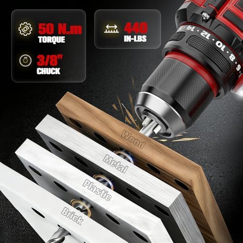 Ecarke Cordless Impact Driver and Drill Combo Kit Compatible with Milwaukee 18V Battery, 3100 In-lbs 1/4" Impact Driver and 440 In-lbs 3/8'' Power Drill with Bits, Brushless, LED Light(Tool Only)