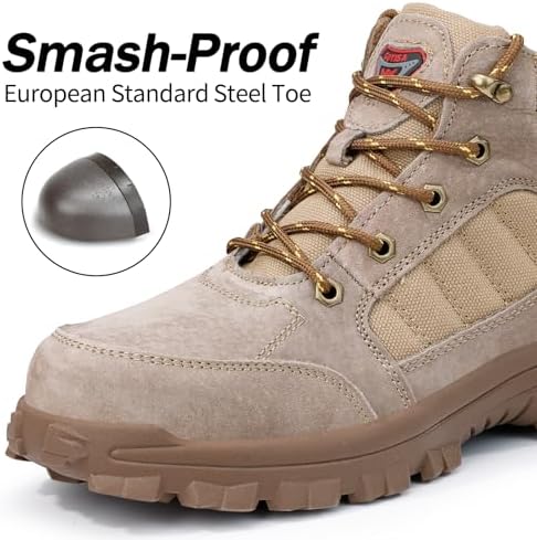 GUSAYEX Steel Toe Boots for Men Puncture Resistant Work Boots