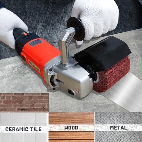 HIGHTOP 1400W Handheld Burnishing Polisher Machine, 110V Electric Sander Polisher with 4 Non-woven Burnishing Wheels (60# 120# 240# 320#) for Wood Stainless Steel Polishing