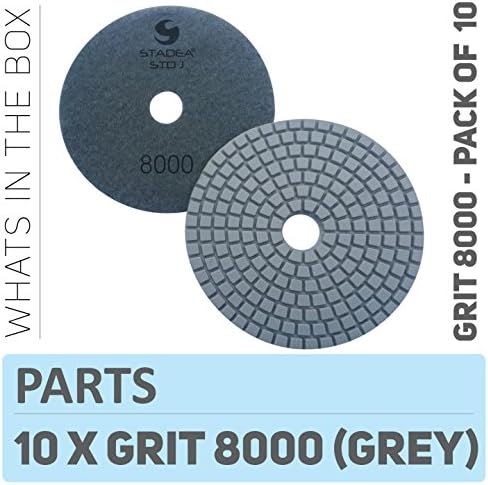 PPW163D Diamond Polishing Pads 4" For Concrete Terrazzo Marble Granite Edge Countertop Floor Wet Polishing, Grit 8000 - Pack of 10