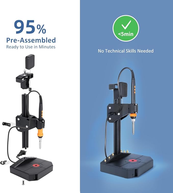 Vertical Heat Set Insert Tool Pressing Machine with 90W Soldering Iron, Heat Set Tips M2-M8, 30PCS Brass Nuts Threaded Inserts for 3D Printed Part