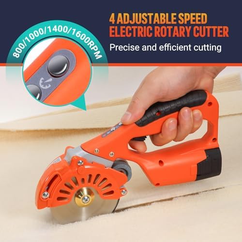 VLOXO Cordless Electric Rotary Scissors Power Fabric Cutter with 2 Battery
