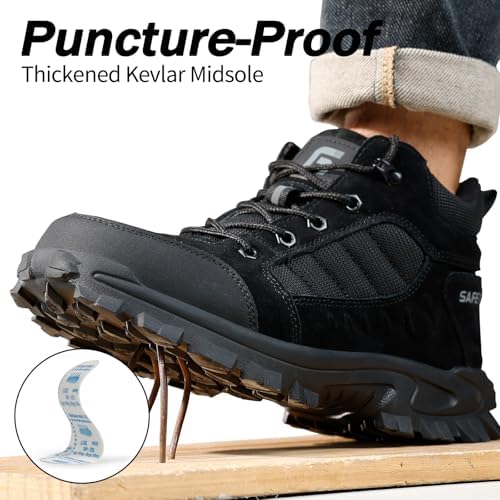 GUSAYEX Steel Toe Boots for Men Puncture Resistant Work Boots