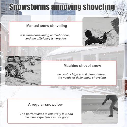 Snow Pusher Shovel - Heavy 36" Blade Snowplow Shovels, 10" Pneumatic Tires, 7-Way Pivot,for Frequent Use On Driveways