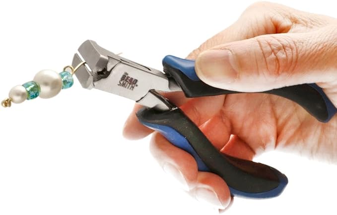The Beadsmith Ergonomic End Cutter Tool – 5 inches (127mm) – Comfortable Ergonomic Grip, Double-Leaf Springs & Polished Steel Head – Extra-Fine Tips Precision to Medium Level Work