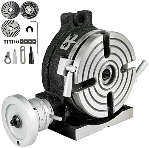 VEVOR Rotary Table 6inch(150mm) Horizontal Vertical Milling Table 2/5inch(10mm) 4-Slot Milling Rotary Table MT-2 Rotary Table for Milling with Indexing Plate Set for Precision Milling Drilling