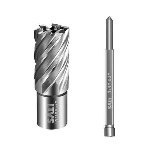 SALI Annular Cutter Diameter 13/16 Inch with Weldon Shank 3/4"(with 2 Flats) Cutting Depth 1" Mag Drill Bit for Magnetic Drill Press HSS Fully Ground Drill with One 1/4"*3" Pilot Pin