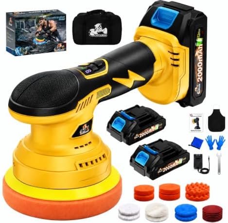 Cordless Dual Action Car Buffer Polisher, 8-Speed, 2*21V Batteries