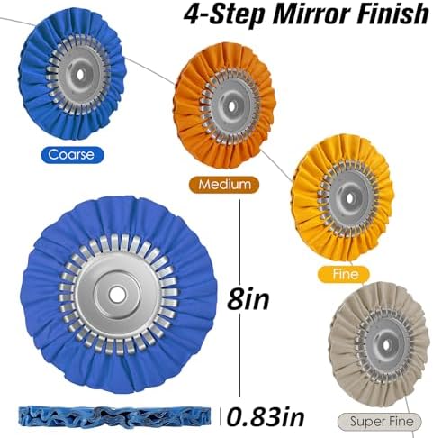 9PCS Aluminum Polishing Kit,Buffing Wheel with Solid One-Piece Hub