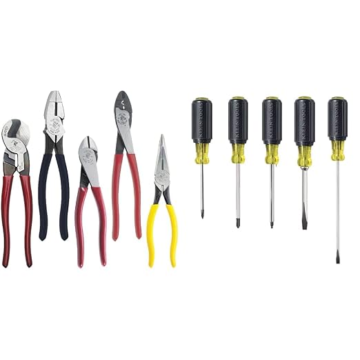 Dipped Plier Kit, Diagonal-Cutting, Needle-Nose, Side-Cutting High Leverage Linesman Pliers, Cutter and Crimper, 5-Piece Klein Tools 80031 Screwdriver Set