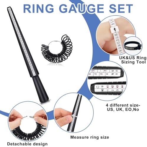 Jewelers Tools Set 27Pcs Ring Making Kit Includes Jewelers Saw with 144 Saw Blades, Bench Pin Clamp, Wooden Ring Clamp, Rings Sizer Measuring Tool, Rubber Hammer, Diamond Needle Files, Jewelry Pliers