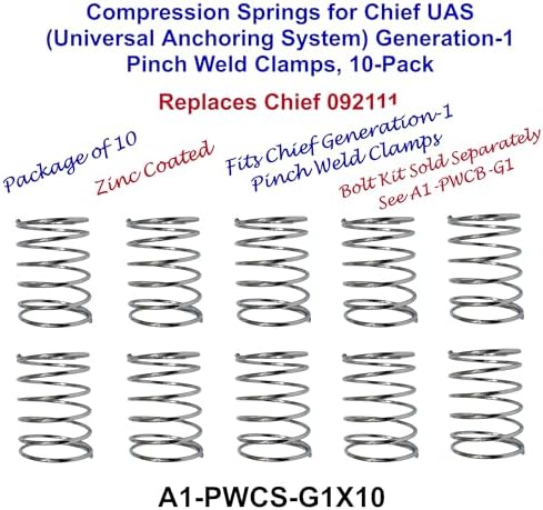 Compression Springs for Chief UAS (Universal Anchoring System) Generation-1 Pinch Weld Clamps, Replaces Chief 092111, 10-Pack