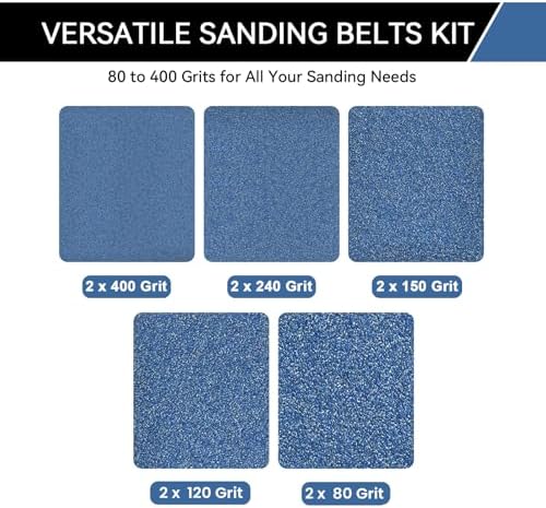 2x72 Inch Grinding Belts 10 Pcs 5 Grits Sizes (2 Each of 80/120/150/240/400 Grits) Heavy Duty Belt Sander Zirconia Sanding Belt Sander Paper for Wood, Metal, Stainless Steel, and Furniture