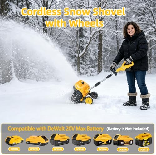 Cordless Snow Blower with Wheels Compatible with DeWalt 20V Battery
