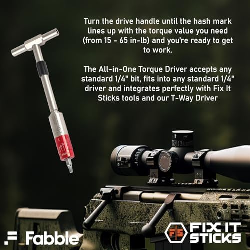 Fix It Sticks 15-65 Inch All-In-One Torque Driver Kit with T-Way Wrench Bundle with Red Dot Optics Expansion Pack, Mini Torque Driver, Tools & Case – Precision Maintenance Kit