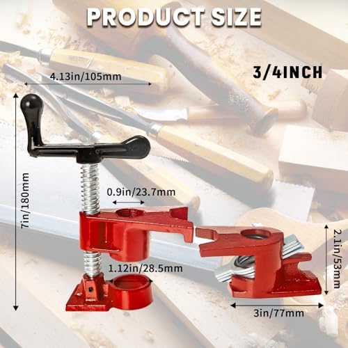 4 Pack 3/4'' Pipe Clamps for Woodworking with Foot Design Wood Gluing Pipe Clamp Fixture Set Heavy Duty Cast Iron For Woodworking, Carpentry, Home Improvement, and DIY Jobs