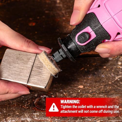 DEKOPRO Rotary Tool Kit, 1.5-Amp Corded Power Rotary Tools with 42" Flex Shaft, 6 Variable Speed, 8,000-35,000 RPM, 129 Pcs Accessories Kit for Cutting, Sanding, Grinding, Carving & DIY Projects Pink