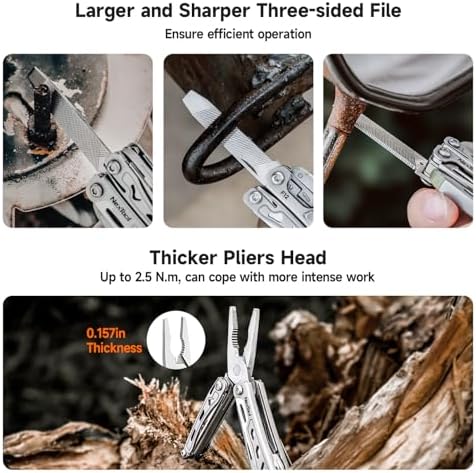 NexTool Mini Flagship F12 Keychain Multitool, Fifth Pocket Tools (Silver)