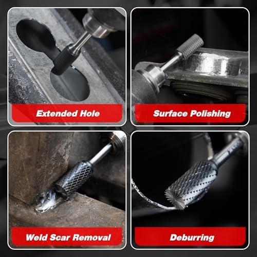 EZARC AlCrN Carbide Rotary Burr Bit, SB-5 Double Cut, 1/4-Inch Shank