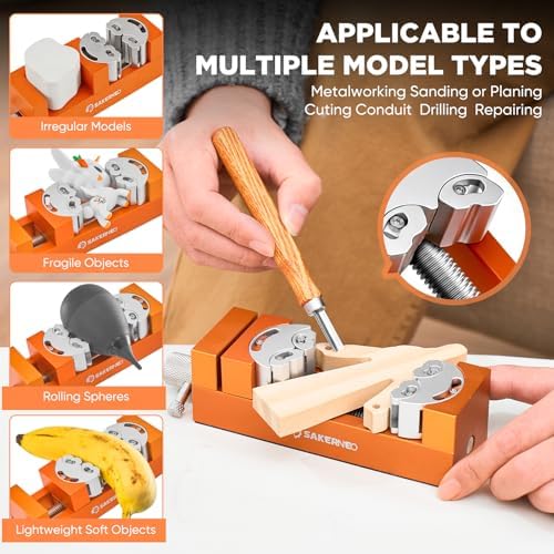 SakerNeo Fractal Vise, Self-Adjusting Drill Press Bench Vice (Orange)