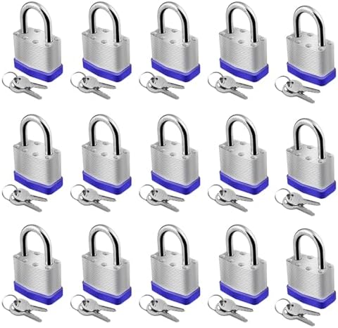 Laminated Steel Key Padlocks 1-9/16" 40mm Wide Body 15PCS Locks Keyed Alike