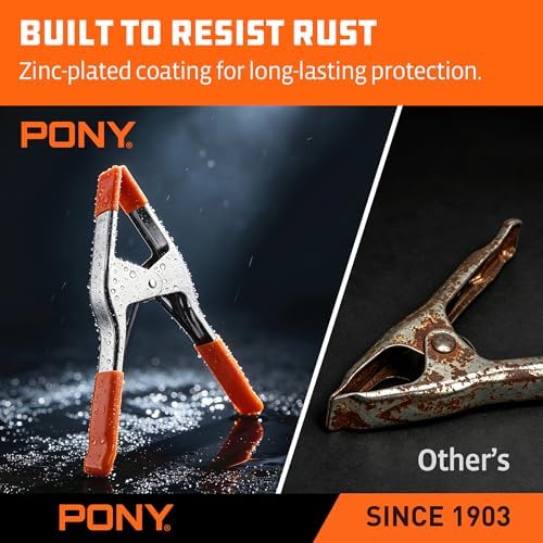 PONY 11-3/8" Heavy Duty Metal Spring Clamps with Protective Tips, 6-Piece