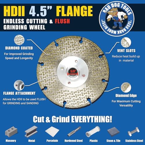 Bad Dog Tools 4.5" Flange HDII Multipurpose Flush Cut/Grind Diamond Wheel
