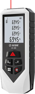 Laser Distance Meter Digital Laser Measuring Tool with LCD Backlit Display, Pythagorean Mode, Area & Volume Calculation, ±2mm Accuracy, Class II, Electronic Tape Measure for DIY and Construction 196ft