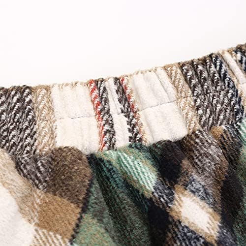 IDEALSANXUN Womens Plaid Wool Skirts Elastic Waist A-Line Pleated Tartan Long Skirts