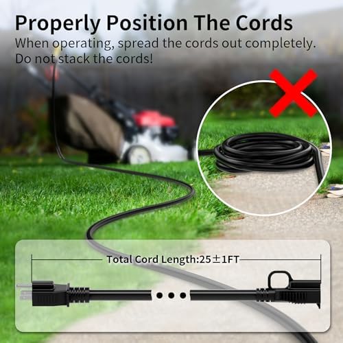 HUANCHAIN Indoor Outdoor Black Extension Cord 25 FT Waterproof 16/3 Gauge