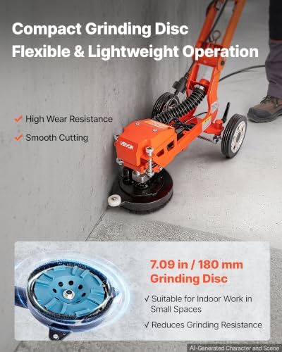 VEVOR Electric Concrete Grinder, 1400W 3600 RPM, Walk Behind Floor Polisher