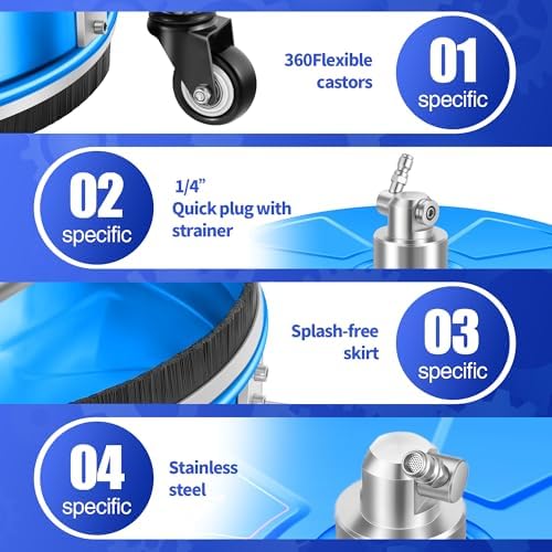 LidoDola 16'' Pressure Washer Surface Cleaner Blue, Power Washer Accessory