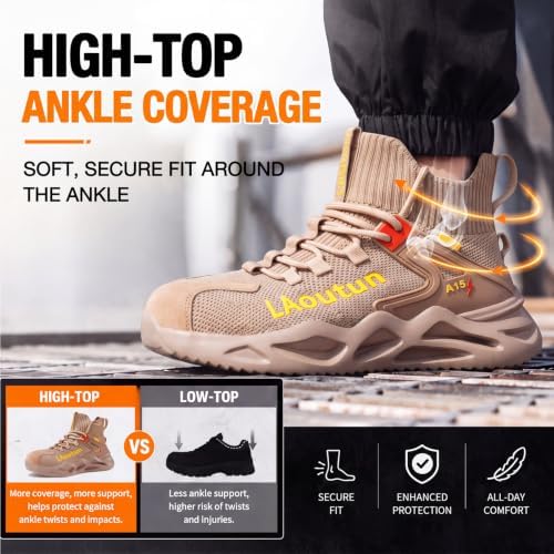 LAoutun Steel Toe Shoes for Men Work Shoes Safety Sneakers Lightweight