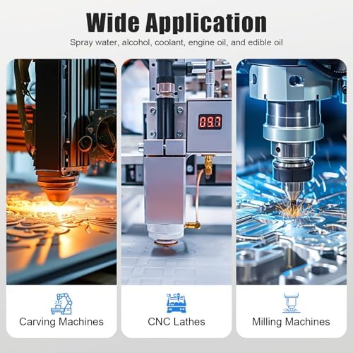Mist Coolant Lubrication Spray System for Milling Machine, Metal Cutting Engraving Cooling Sprayer Machine Coolant Mister CNC Lubrication Spray Pump for 8Mm Air Pipe CNC Lathe Milling Drill