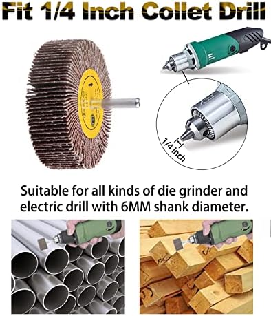 Rocaris 1/4" Abrasive Flap Wheel Sander Set, 80 Grit Aluminum Oxide Flap Wheels Cylindrical Shape Sanding Wheel, 8 Sizes (10)