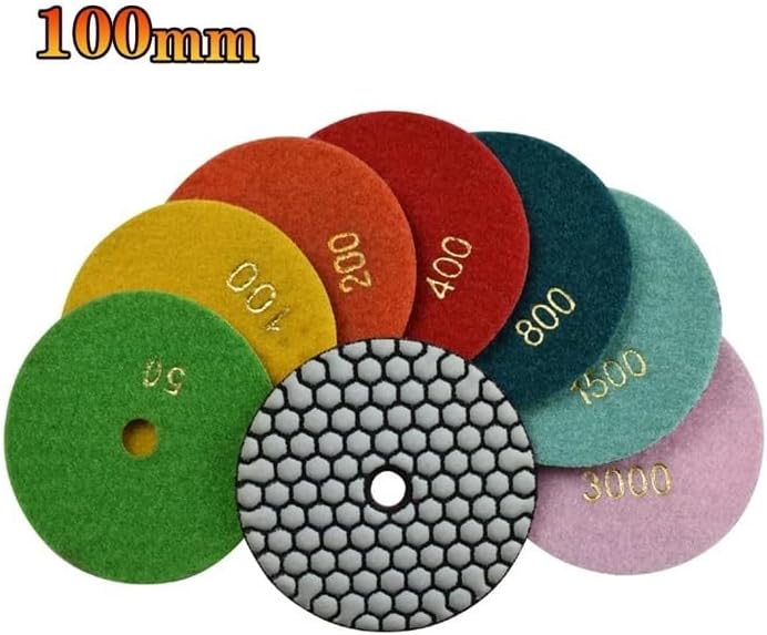 100mm 4" Dry/Wet Diamond Polishing Pads Buff for Granite Marble Concrete Stone Repair Edging Counter with Grinder Polisher(3000,10 Pcs)
