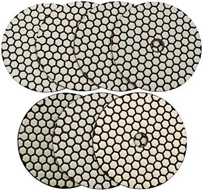 SHDIATOOL 5 Inch Dry Diamond Polishing Pads Set of 7 Pieces for Granite Marble Quartz