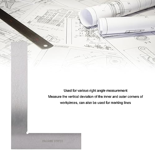 Machinist Square 200x130mm / 7.9 x 5.1 inch 90 Degree Right Angle Ergonomic Carbon Steel Engineer Square Ruler