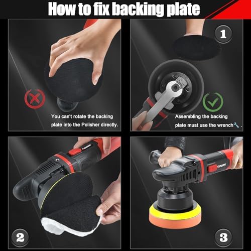 AOBEN Car Buffer Polisher,6 inch Dual Action Polisher,Random Buffer Polisher kit with 6 Variable Speed 1000-4500rpm,Detachable Handle,4 Buffing Pads for Car detailing Polishing and Waxing (Pack of 2)