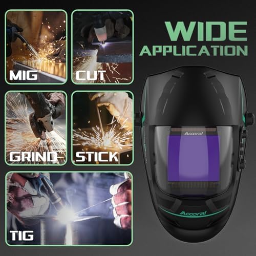 Large View Welding Helmet, 3.94 x 3.66 in, 4 Arc Sensors