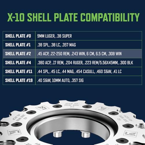 Frankford Arsenal X-10 Shell Plates with Ball Bearings, Compatible with X-10 Progressive Press, for Caliber Change, Reloading, and Gunsmithing
