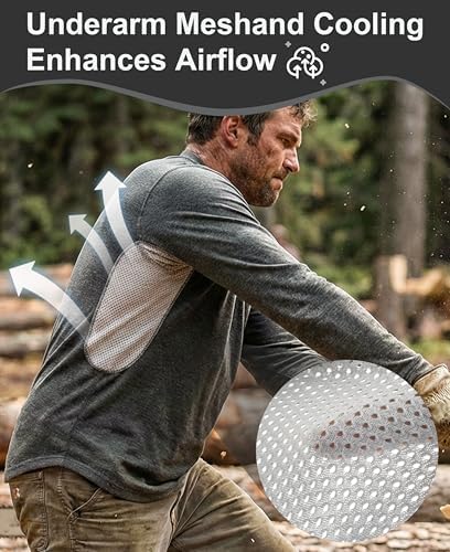 BOCOMAL FR Shirts for Summer Breathable Vented Mesh Flame Resistant Henley