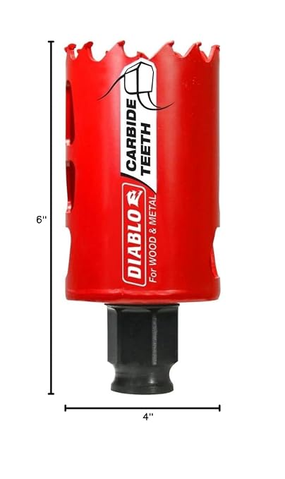 Diablo Carbide Teeth Hole Saw for Wood and Metal - Fits with Snap-Lock Plus Mandrel System, Tool-Free Plug Ejection - 1-5/8" Diameter, 2-3/8" Length - DHS1625CT